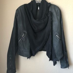 FREE PEOPLE | Black Drape Front Coated Motorcycle